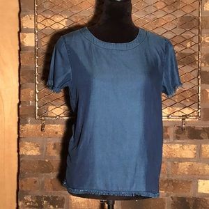 Miami chambray short sleeve shirt raw seams blue S